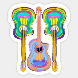 Colorful Guitar T-Shirt for Music Lovers Sticker